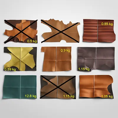 Náhled kůže - větší plochy, měkké brašnářské