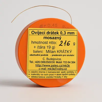 Náhled drátky na drátování - prům. 0,3 mm mosazný (Ms - zlatý), cena za 100 g