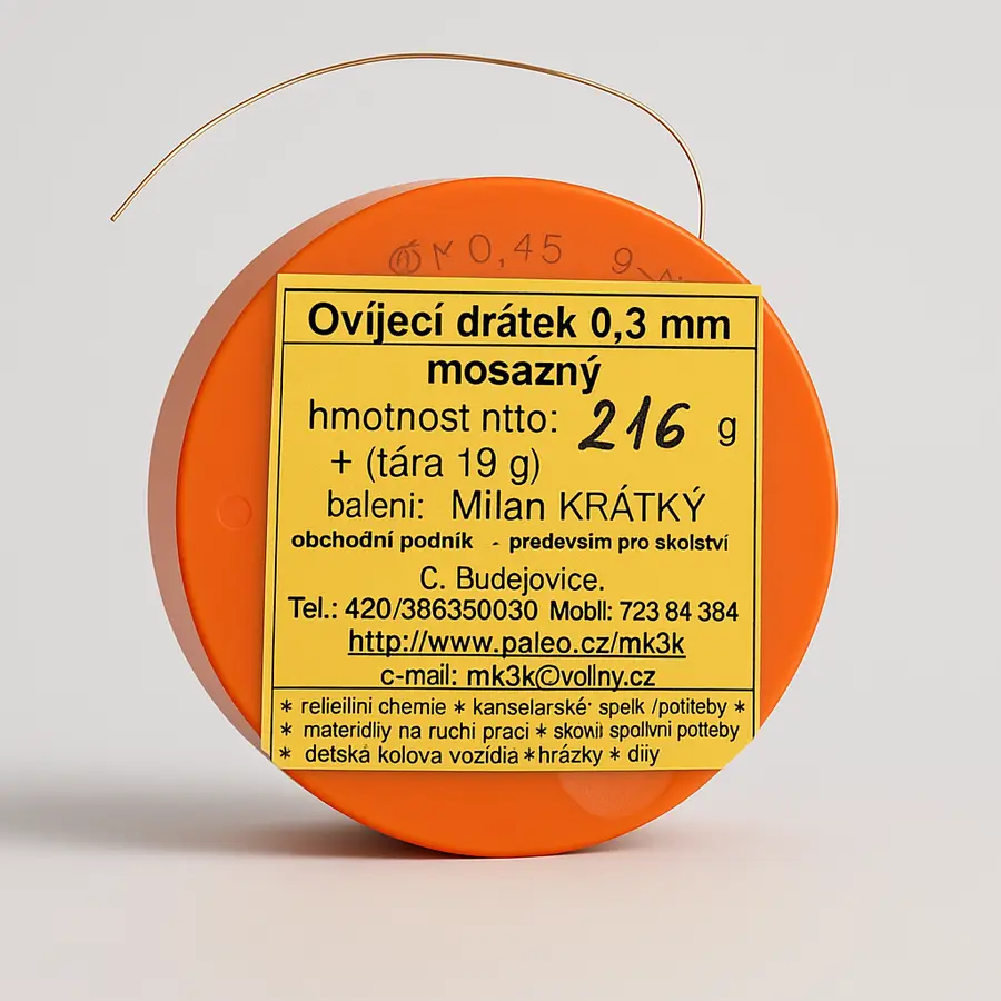 drátky na drátování - prům. 0,3 mm mosazný (Ms - zlatý), cena za 100 g