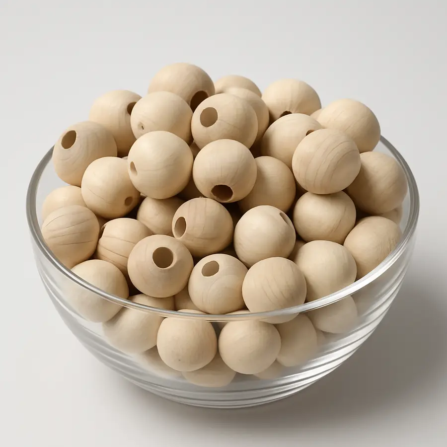 koule dřevěné, přírodní buk,  prům. 20 mm - navrtané / 50ks