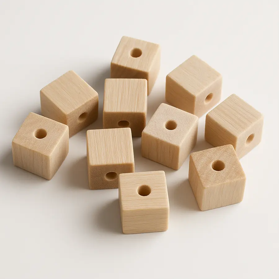 dřevěné kostky přírodní, 8mm - korálky