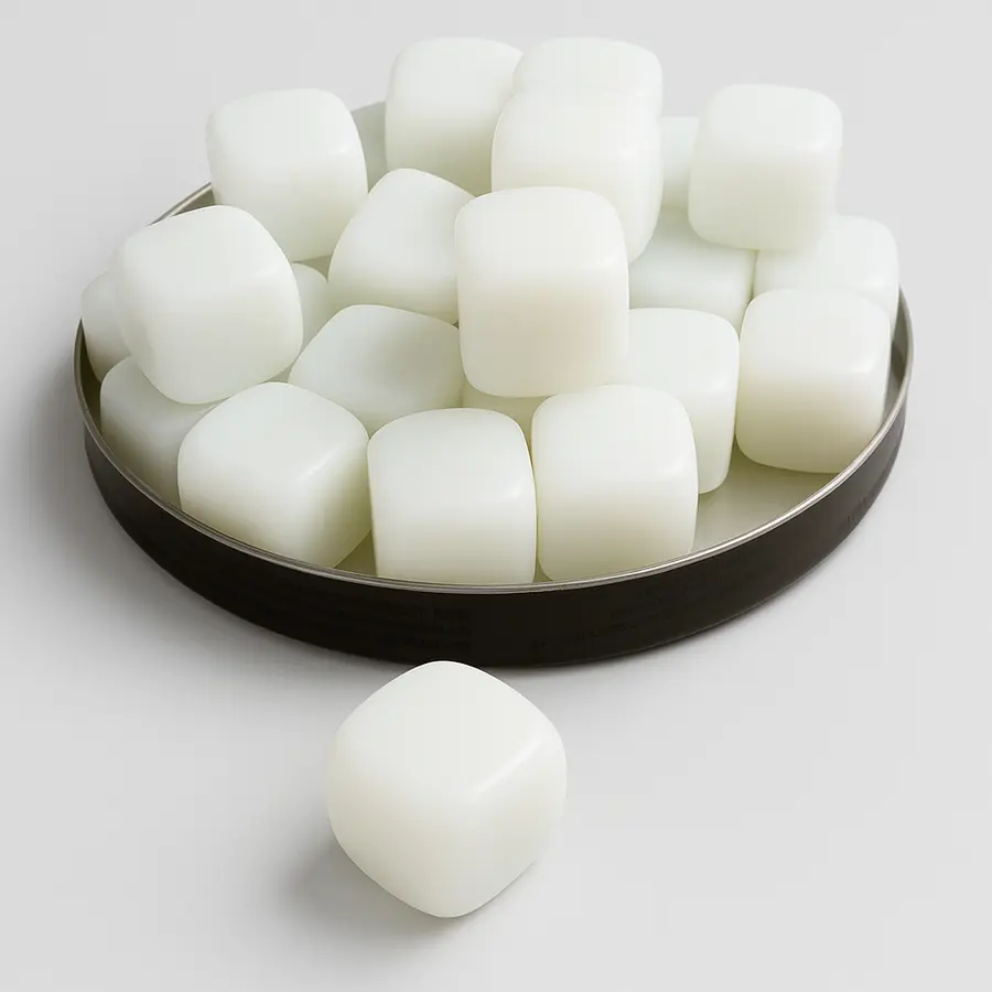 korálky skleněné - kostky mléčné 15x15x15mm