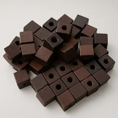 Náhled dřevěné kostky přírodní, 6mm - korálky