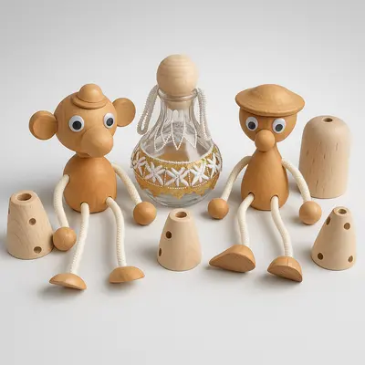 Náhled dřevěný váleček přírodní - (NEMOŘENÉ), 44x80 s oblým koncem